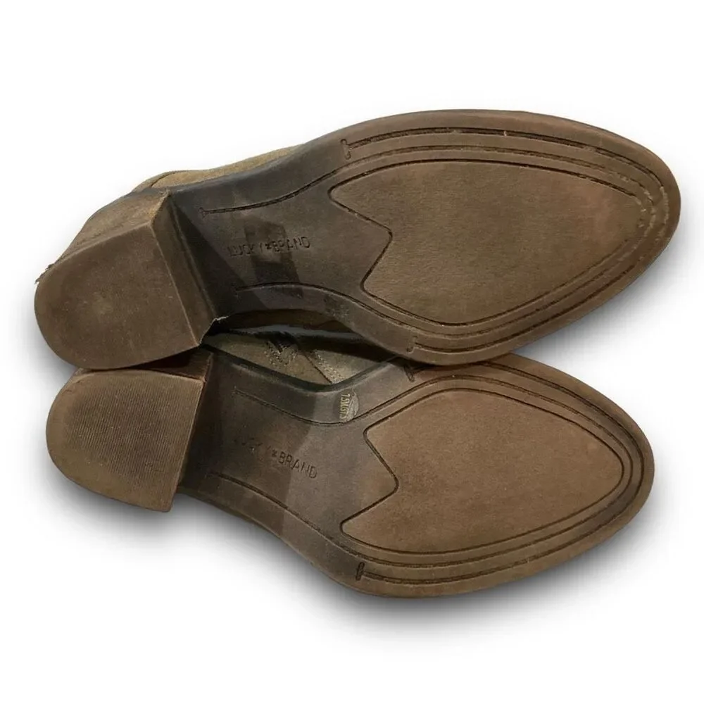 Lucky Brand LK-Salza Leather Suede Zip Up Salza Booties Ankle Boots